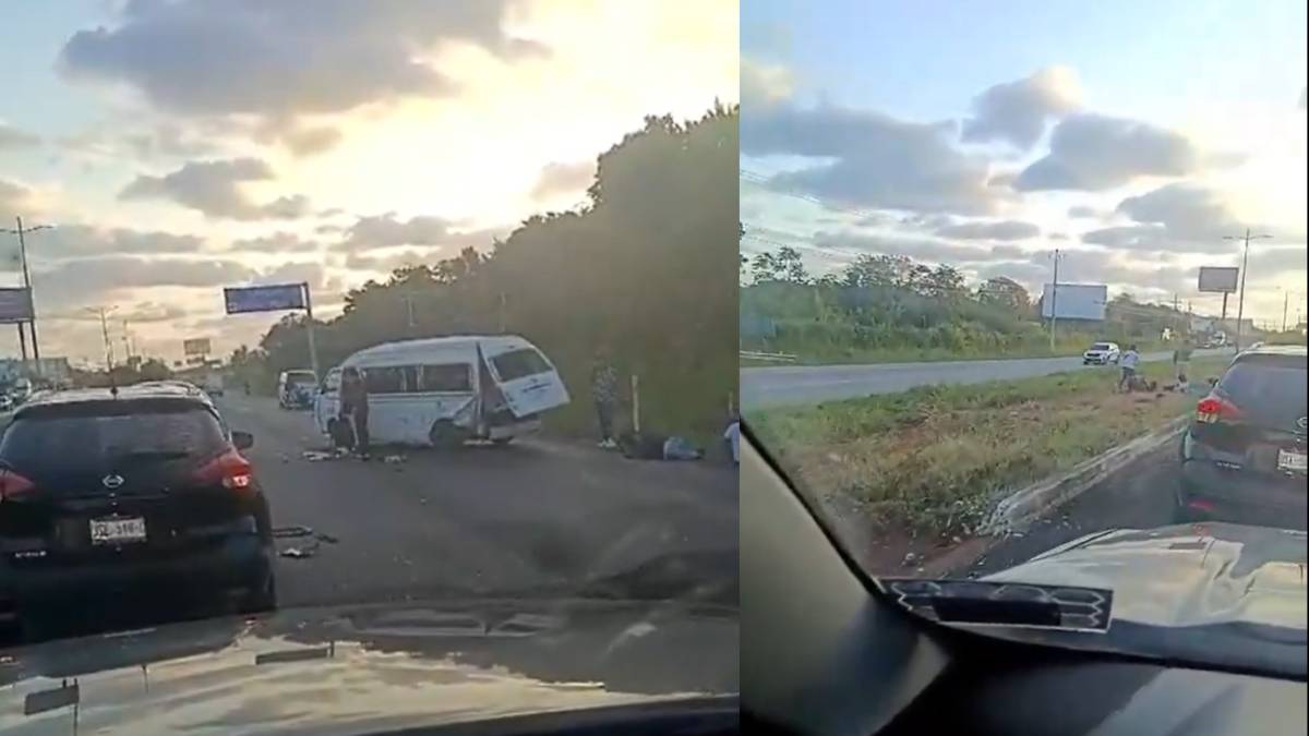 Fuerte accidente en la carretera federal 307 Van de transporte foraneo volco y dejo 11 personas lesionadas