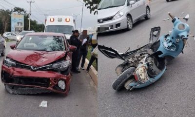 Tragico accidente en la Av 135 de Cancun un motociclista perdio la vida