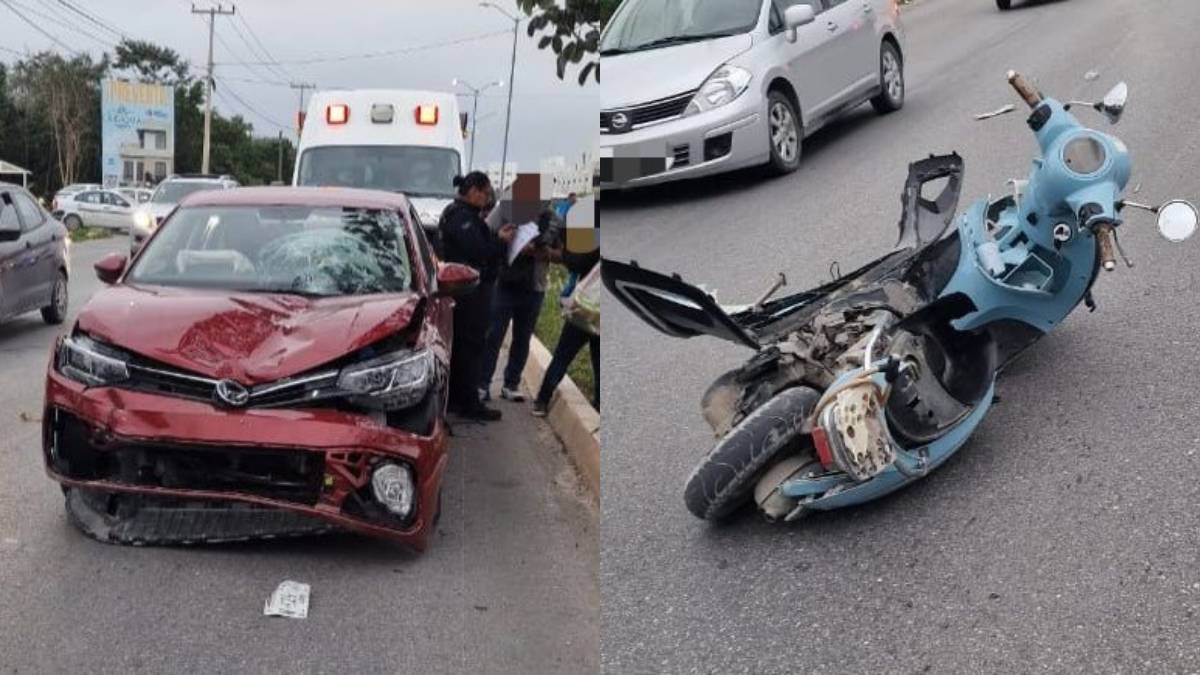 Tragico accidente en la Av 135 de Cancun un motociclista perdio la vida