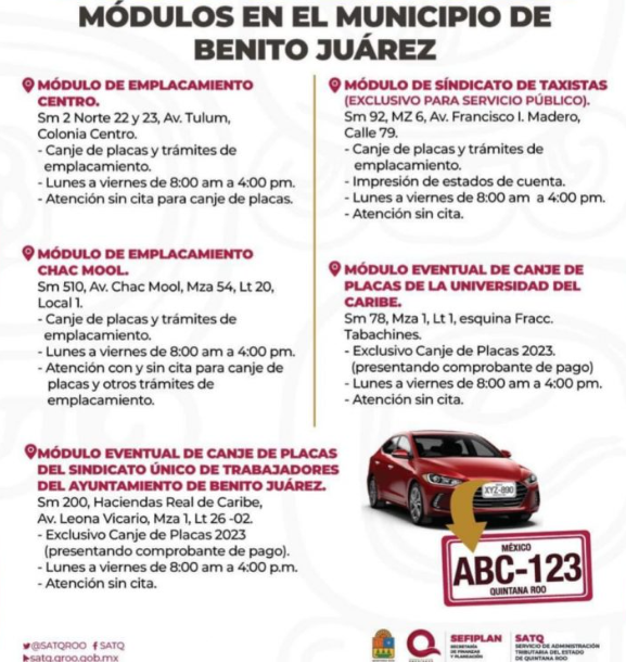 Requisitos para cambio de placas en Cancún