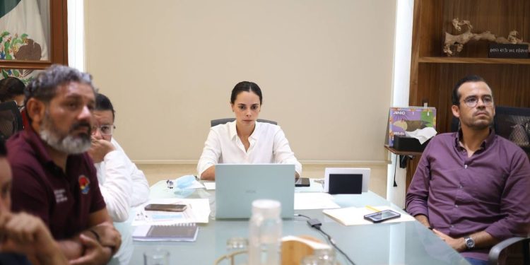 Ana Paty Peralta participa en la Mesa de Estrategia ante el arribo masivo de Sargazo 2025