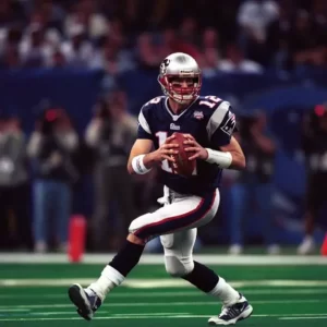 Tom Brady en acción durante un partido con los New England Patriots.