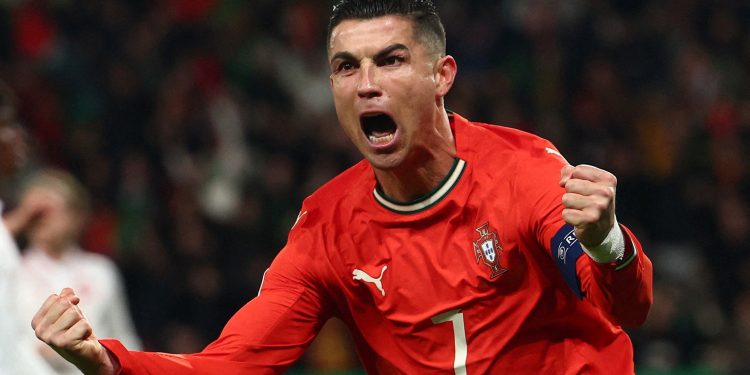 Cristiano Ronaldo durante un partido con la selección de Portugal