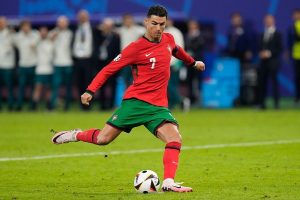 Cristiano Ronaldo en acción durante un partido con la selección de Portugal