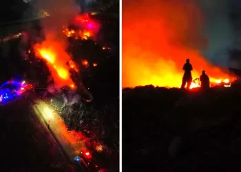 Fuerte incendio arrasa el antiguo basurero de Cancún