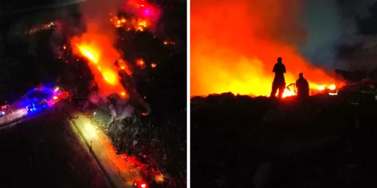 Fuerte incendio arrasa el antiguo basurero de Cancún