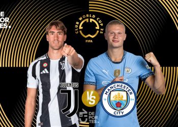 Dusan Vlahovic y Erling Haaland posan previo al Juventus vs Manchester City