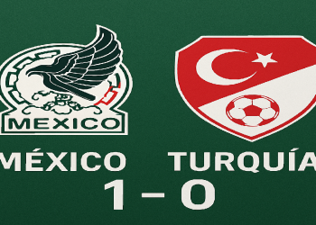 Escudos de Mexico y Turquia con el marcador final 1 0 a favor de México
