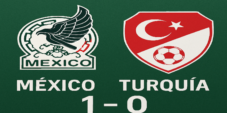 Escudos de Mexico y Turquia con el marcador final 1 0 a favor de México
