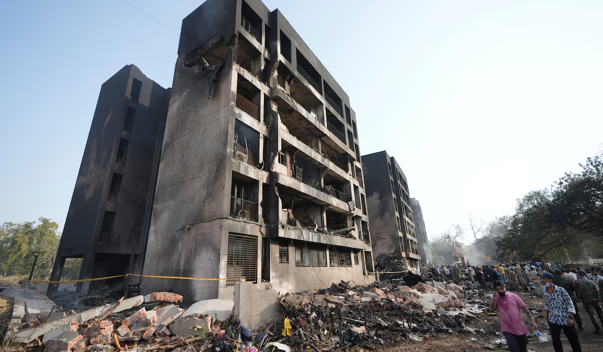 Zona residencial en Ahmedabad donde cayó el vuelo 171