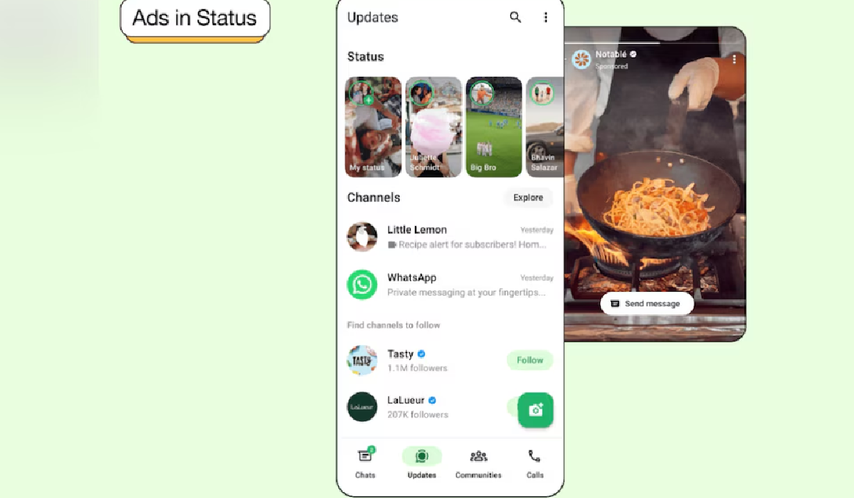 publicidad mostrada en whatsapp en novedades