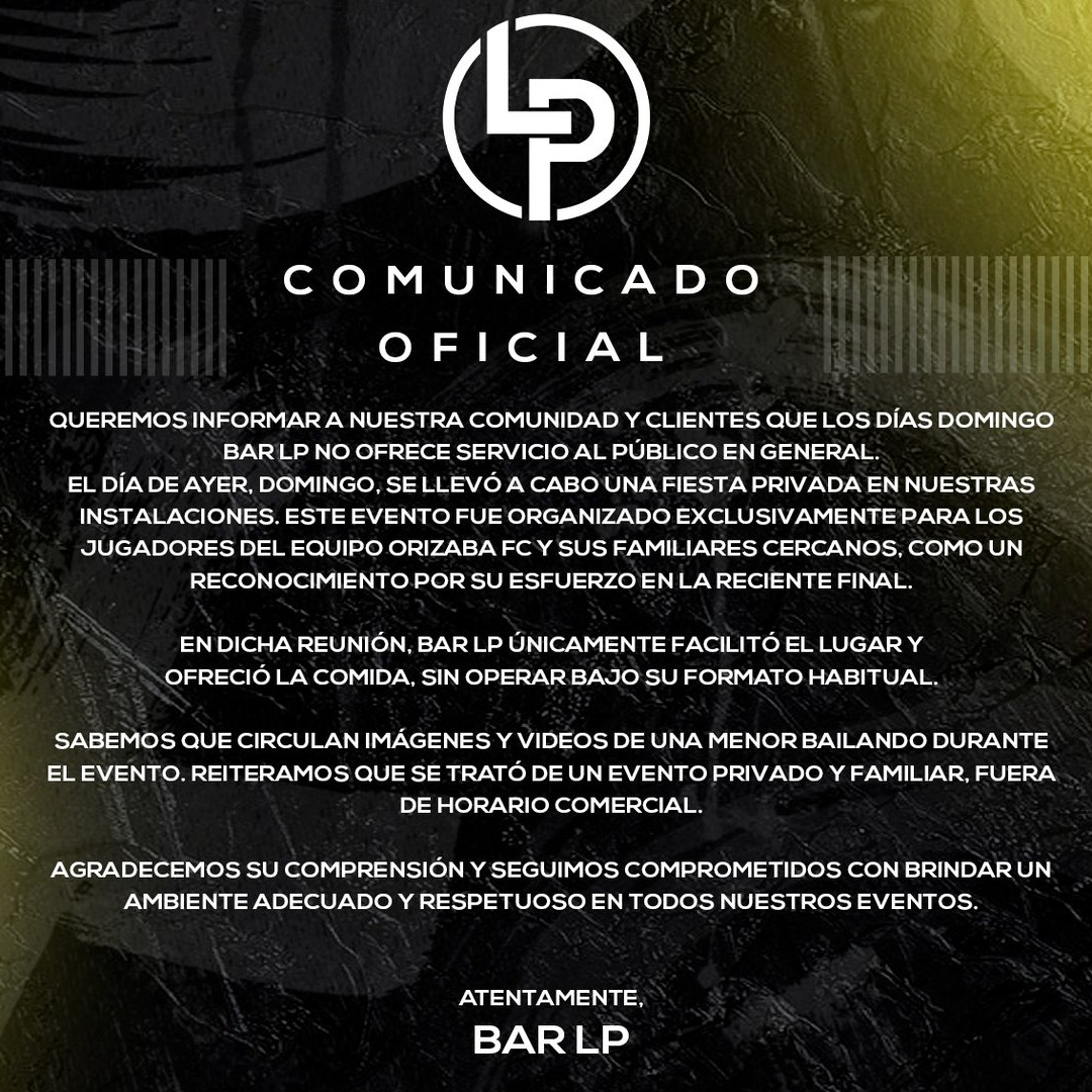 Comunicado del Ayuntamiento de Orizaba sobre clausura de bar