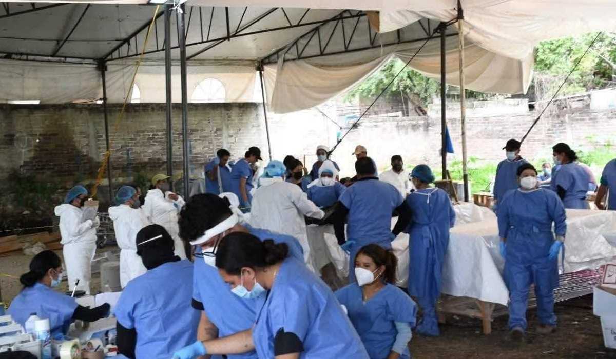 Personal capacitado reunido para labores forenses