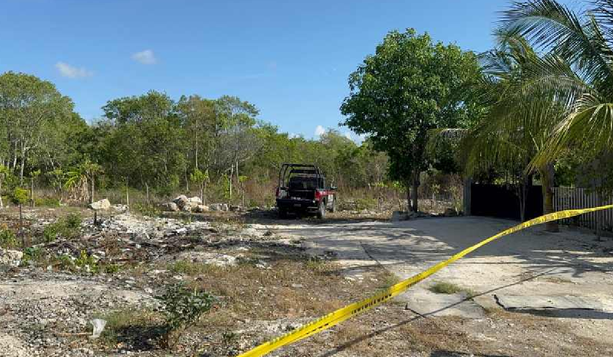 Elementos de la SSC en la Región 243 Cancún, trabajando en el lugar del hallazgo