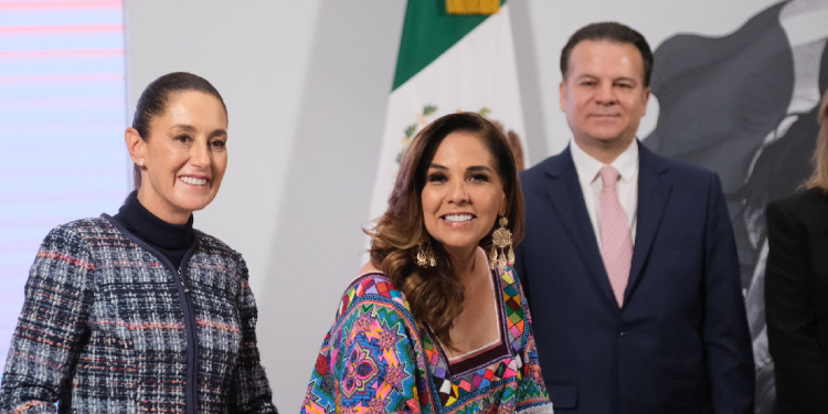 Mara Lezama y Claudia Sheinbaum juntas en la conferencia matutina