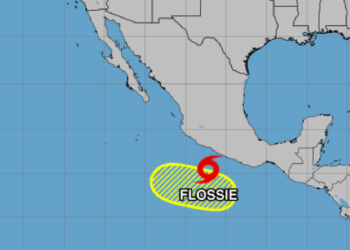 Mapa con la ubicación actual de la tormenta tropical Flossie