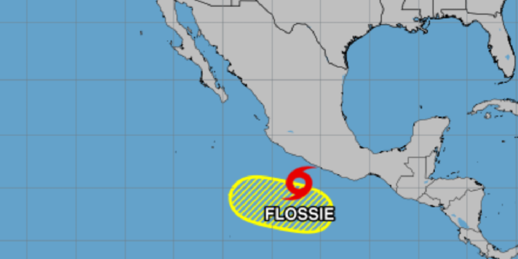 Mapa con la ubicación actual de la tormenta tropical Flossie