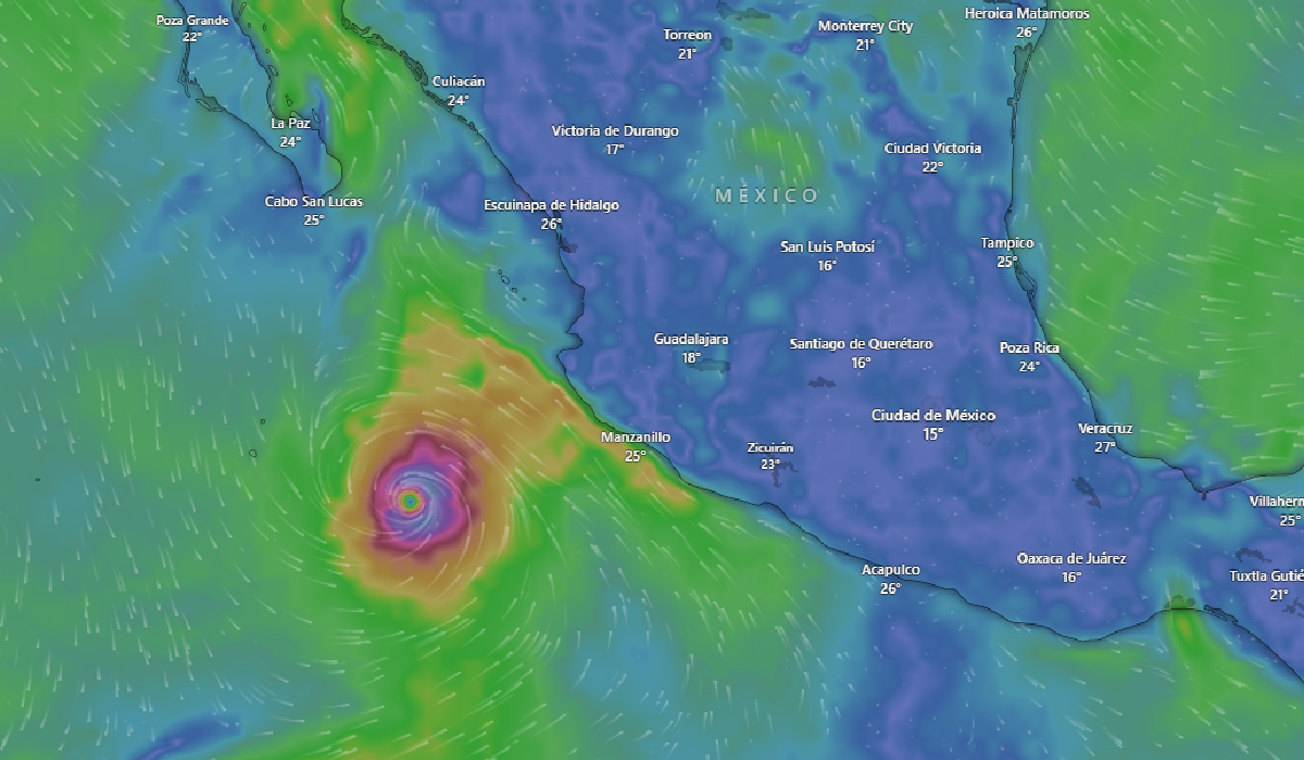 Imagen infrarroja de la tormenta tropical Flossie