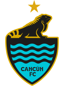 Logo oficial de Cancún FC 2025 con colores azul y verde, representando la identidad del club de fútbol mexicano.