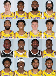 Collage de los principales jugadores de los Lakers sobre fondo blanco