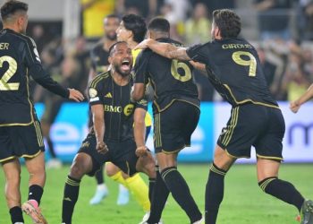 Jugadores de LAFC celebrando un gol durante el partido contra Club América en el Mundial de Clubes 2025.