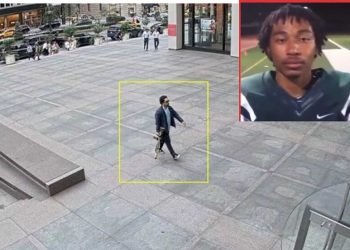 Shane Tamura captado por cámaras de seguridad previo al tiroteo en sede de la NFL