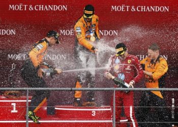 Oscar Piastri y Lando Norris en el podio de Spa-Francorchamps