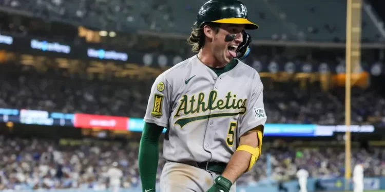 Jacob Wilson en uniforme de los Athletics en 2025
