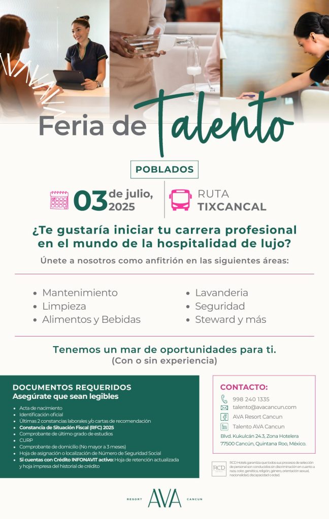 Municipio de Cancun 2025 ferias empleo mes de julio AVA Resort