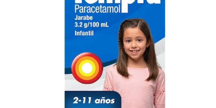 Frasco de Tempra jarabe infantil detectado en venta irregular