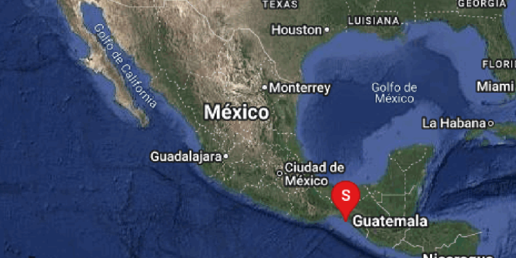 Imagen satelital de México mostrando la región afectada por el sismo en Chiapas