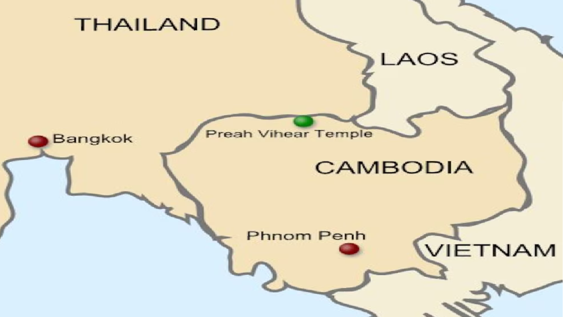 Mapa geopolítico de Tailandia y Camboya en la región del triángulo esmeralda