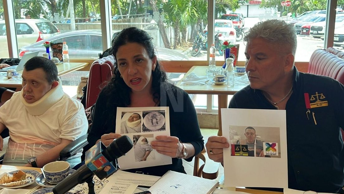 Víctima y familiares junto a implicados en conferencia de prensa