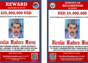 Boletín oficial de la DEA sobre recompensa por Nicolás Maduro