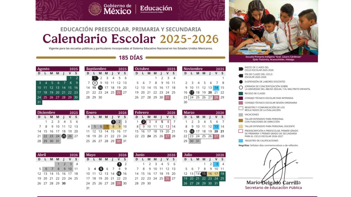 Que dice el calendario escolar 2025 2026