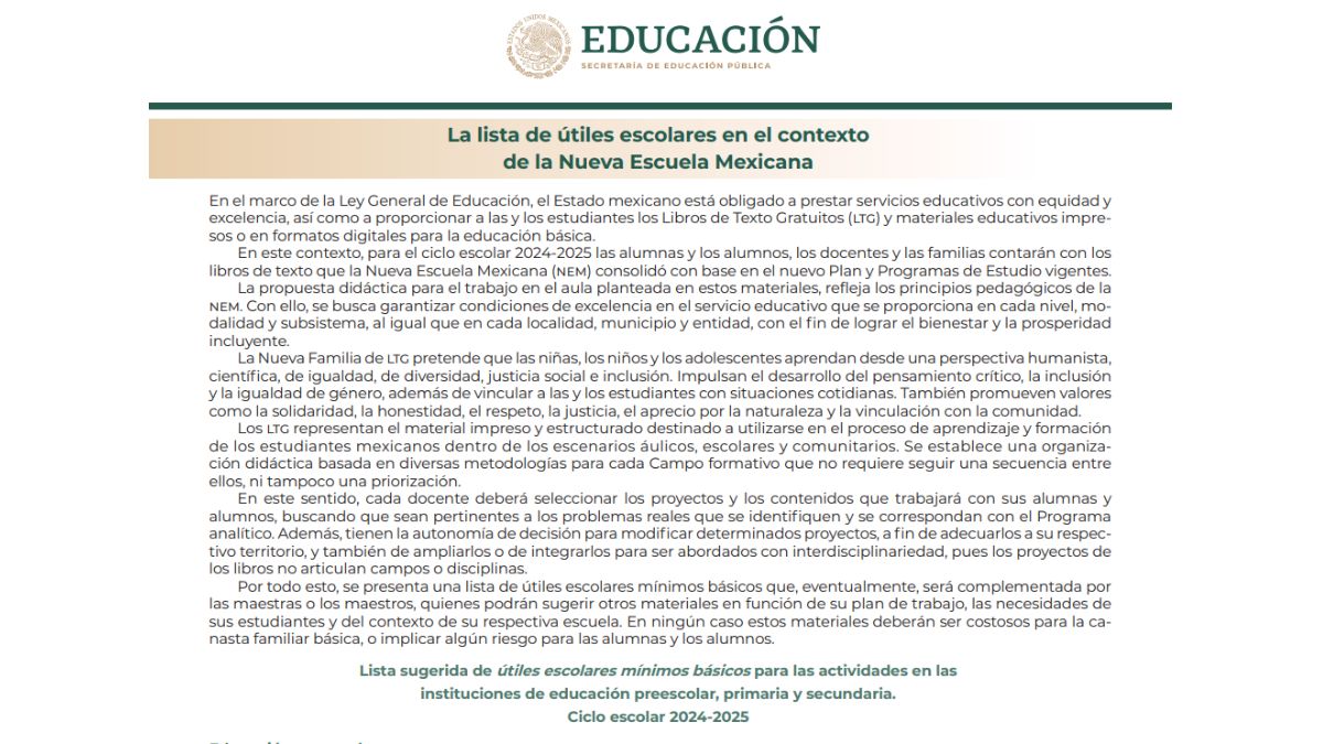 Regreso a clases en Cancun 2025 lista de utiles escolares