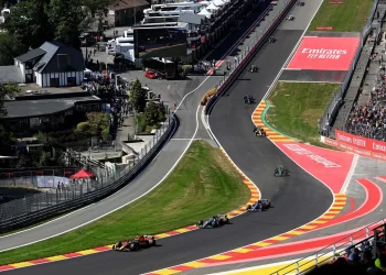 Vista aérea del circuito de Spa durante el Gran Premio de Bélgica 2025 de F1