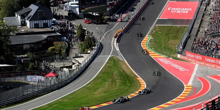 Vista aérea del circuito de Spa durante el Gran Premio de Bélgica 2025 de F1
