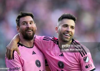 Lionel Messi y Jordi Alba celebrando con el Inter Miami en la MLS