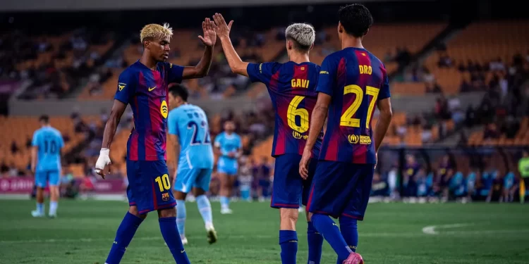Jugadores del FC Barcelona tras un mal resultado en pretemporada