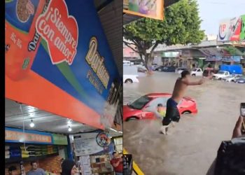 Locatarios del Mercado de Abastos de Guadalajara en inundaciones hacen clavados y se viralizan