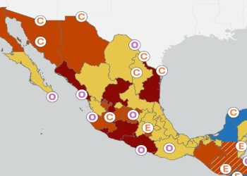 Mapa de alerta de viaje de Estados Unidos para México mostrando zonas de riesgo por estados
