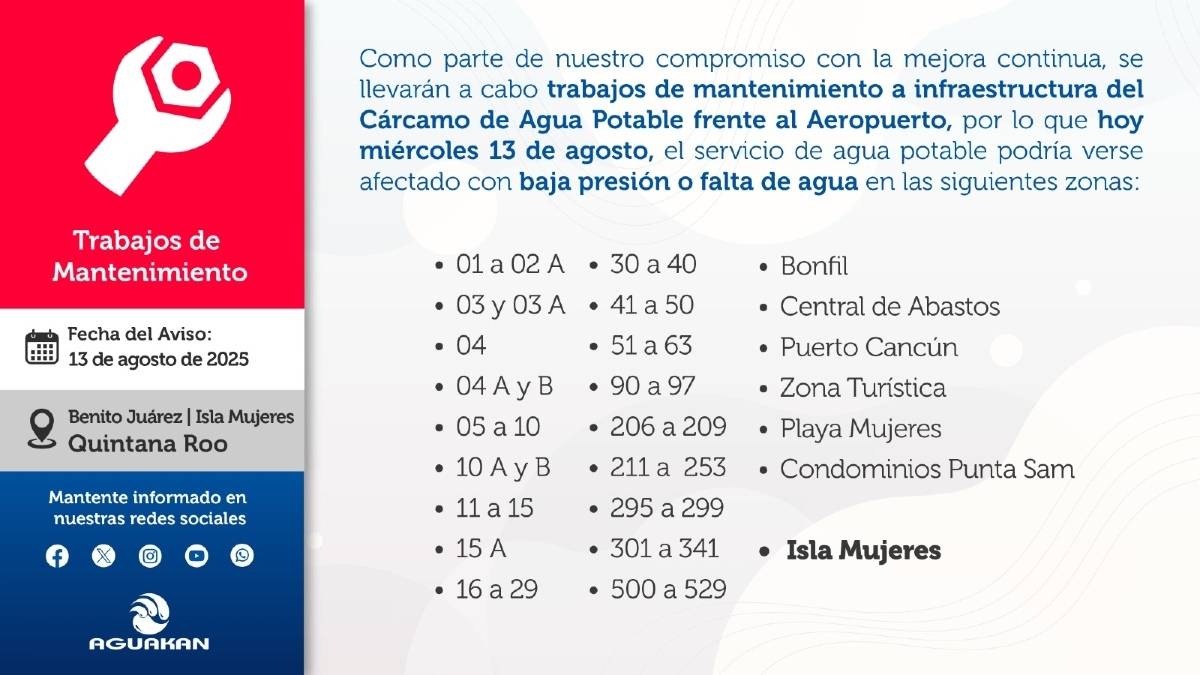 Zonas afectadas en Cancun