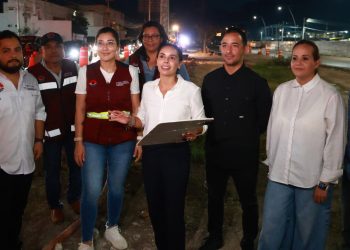 Ana Paty Peralta, supervisó la obra de ordenamiento vial en el cruce de la Av. Huayacán