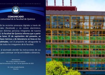 Facultad de Química de la UNAM suspende clases por amenazas