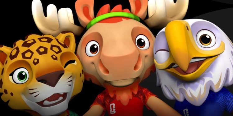 Primer plano de Maple, Zavu y Clutch, las nuevas mascotas del Mundial 2026.