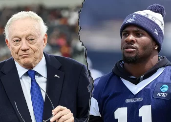 Jerry Jones y Micah Parsons en los Dallas Cowboys, reflejo del debate sobre contratos en 2025.