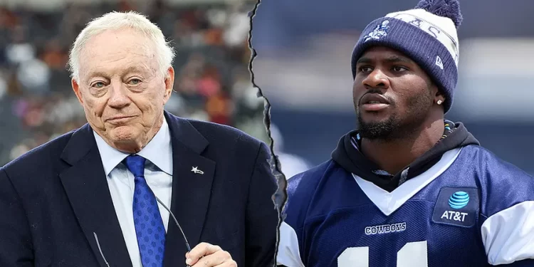 Jerry Jones y Micah Parsons en los Dallas Cowboys, reflejo del debate sobre contratos en 2025.