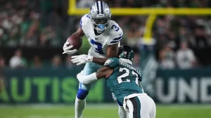 Jugador de los Bears corriendo hacia la zona de anotación en la Semana 1 de la NFL