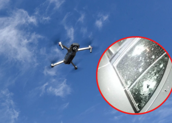 Dron sobrevuela el cielo antes de causar explosiones en instalaciones de la Fiscalía en México.